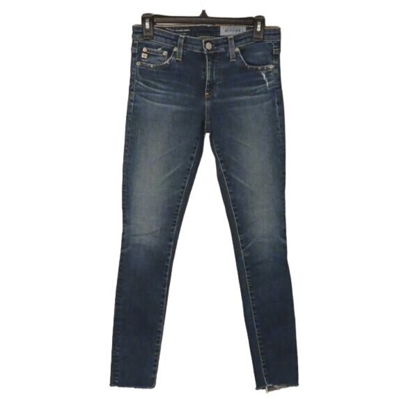 AG‎ Adriano Goldschmied, Super Skinny Ankle Distressed Blue Jeans Size 2 - Picture 1 of 16